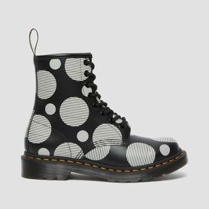 NIB Women’s Size 7 Dr. Martens 1460 Polka Dot Smooth Leather 8-Eye Lace Boots